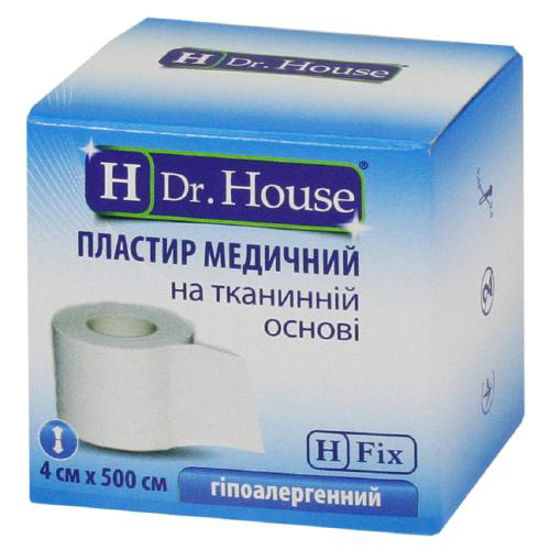 Пластир медичний H Dr.House 4 см х 500 см на тканинній основі